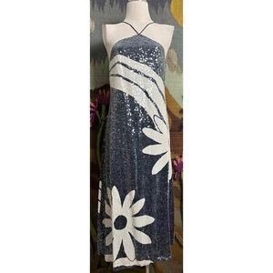 Anthropologie Farm Rio Halter Sequined Maxi Dress M